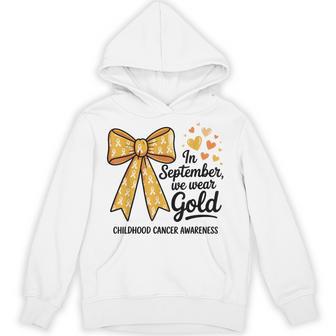 In September We Wear Gold Childhood Cancer Awareness Bow Hoodie - Thegiftio