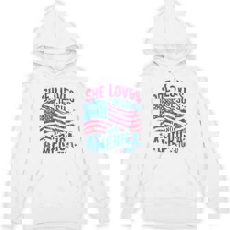 She Loves Jesus And America Too Jesus Fourth Of July Hoodie - Thegiftio UK