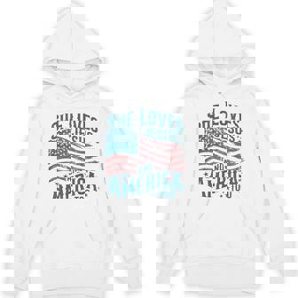 She Loves Jesus And America Too Usa Flag 4Th Of July Hoodie - Thegiftio