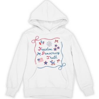 Subtle Freedom Democracy Truth Coquette Bow 4Th Of July Hoodie - Thegiftio UK