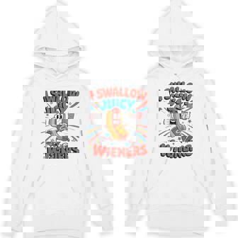 I Swallow Juicy Wiener Dirty Adult Humor 4Th Of July Hoodie - Thegiftio UK