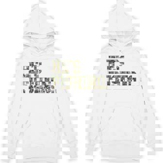 Vintage Hes Fishing Camo Camouflage Fishing Fathers Day Life Hoodie - Thegiftio UK