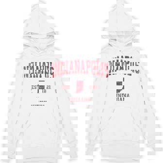 インディアナポリス インディアナ州 ヴィンテージ スポーツ デザイン レッド プリント パーカー - Kawaiitshirt