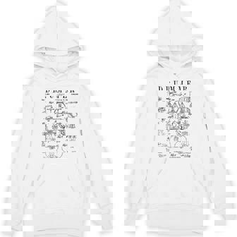 ドラムセットキット ヴィンテージ パテントドラマー ドローイングプリント Hoodie - Kawaiitshirt