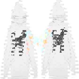 ラブラドゥードルやゴールデンドゥードルのママのためのフローラルドッグシルエット パーカー - Kawaiitshirt