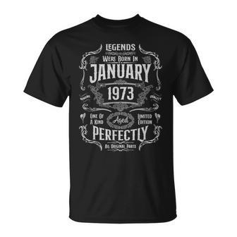 1973年1月に誕生した51歳の誕生日レジェンド Tシャツ - Kawaiitshirt