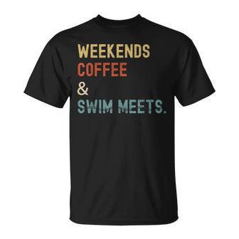 2 Weekends Coffee Swim Meets Swimmer M -Adults Black Small Cotton Polyester Short Sleeve T-Shirt - Thegiftio UK