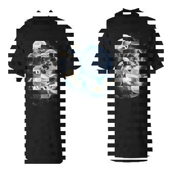 3 Cute Baby Seals Moon Seal Under Moon T-Shirt - Monsterry