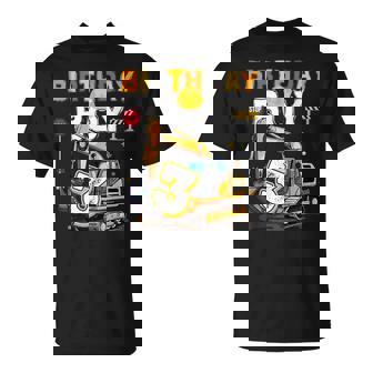 3Rd Birthday Boy 3 Years Old Excavator Three Decorations T-Shirt - Monsterry