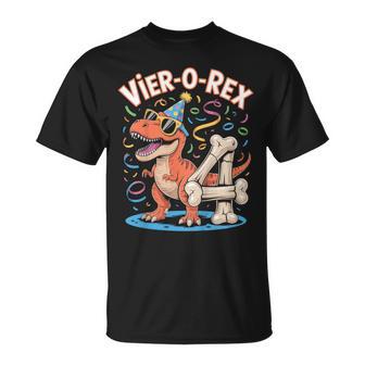 4 Geburtstag Party Junge Cooles Trex Dino 4 Jahre Alt T-Shirt - Geschenkecke