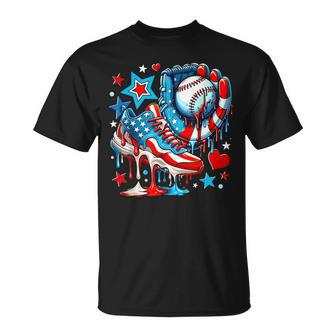 4Th Of July Baseball Drip Ice Cream Drip Youth Boys Baseball T-Shirt - Thegiftio