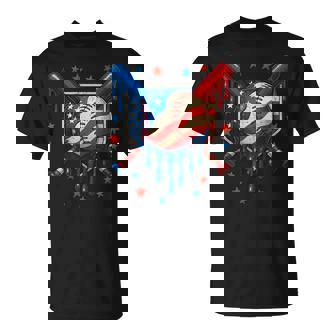 4Th Of July Baseball Drip Patriotic American Flag Boys Mens T-Shirt - Monsterry