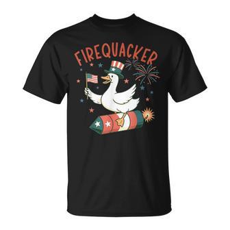 4Th Of July Fire Quacker Fireworks Goose T-Shirt - Thegiftio UK