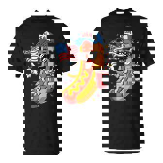 4Th Of July Hotdog Fourth Of July Patriotic Usa Flag T-Shirt - Monsterry