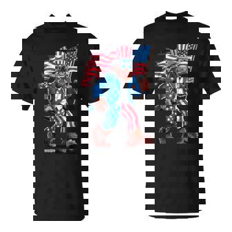 4Th Of July Patriotic American Bigfoot Sasquatch Usa Flag T-Shirt - Monsterry
