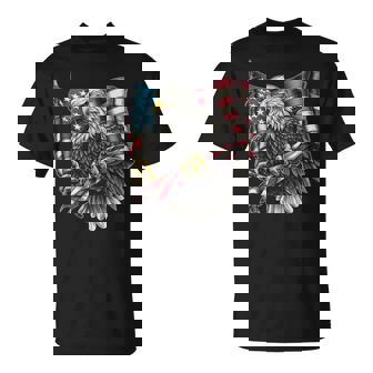 7 月 4 日アメリカ国旗白頭鷲グラフィック アート デザイン Tシャツ - Kawaiitshirt