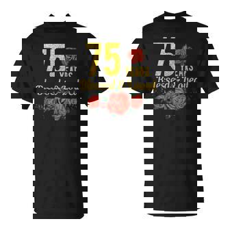 75歳 祝福され愛されたバラの花 フローラル 75歳の誕生日 Tシャツ - Kawaiitshirt