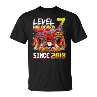 7º Cumpleaños Niño Nivel 7 Desbloqueado Impresionante 2018Ideo Gamer Camiseta unisex - Regaloses