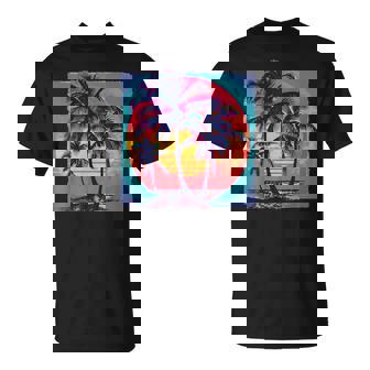 80S Palm Trees Estilo Retro Años 80 Playa Palmeraserano Camiseta unisex - Regaloses