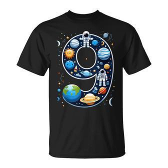 9 Jahre Alter Weltraum Astronaut 9 Geburtstag Junge Mädchen Kinder T-Shirt - Geschenkecke