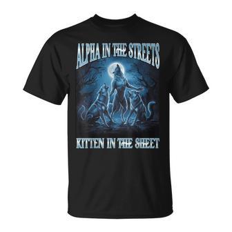 Alfa En Las Calles Gatito En Lasábanas Divertido Hombre Lobo Camiseta unisex - Regaloses
