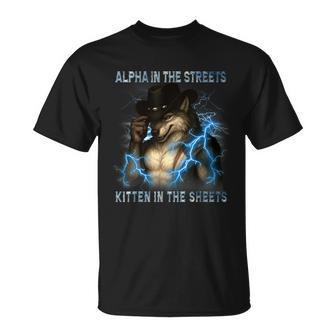 Alpha In The Streets Kitten In Sheets Werewolf Wolf T-Shirt - Thegiftio UK