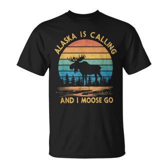 Amantes De La Aventura Alaska Alce Atardecer Retro Camiseta unisex - Regaloses