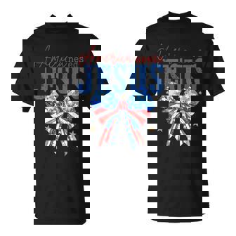 America Needs Jesus Christian Usa Flag 4Th Of July Bow Retro T-Shirt - Monsterry