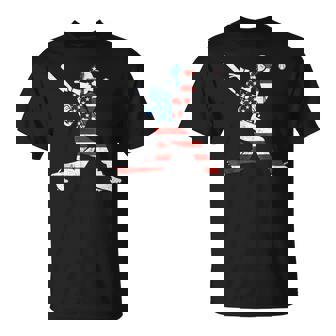 American Baseball Player Batter With United States Flag Usa T-Shirt | Seseable UK