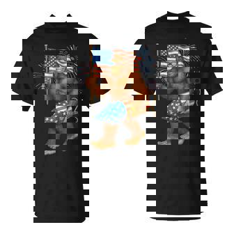 American Flag Bigfoot Fireworks 4Th Of July Sasquatch Us T-Shirt - Thegiftio UK