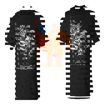 American Flag Bigfoot Sunglasses Patriotic 4Th Of July Usa T-Shirt - Thegiftio