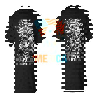 American Flag Patriotic 4Th Of July Bigfoot Merica Rock T-Shirt | Mazezy