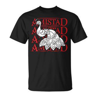 Amistad House Of Friendship Red Retro Groovy Social Amistad T-Shirt - Thegiftio UK