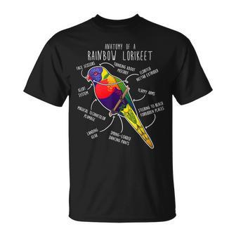 Anatomía Del Loro De Lorikeet Del Arco Iris Divertido Y Lindo Pájaro Amante De Las Mascotas Camiseta unisex - Regaloses