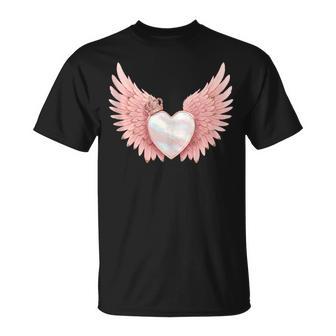 Angel Heart With Crown And Pink Wings T-Shirt - Thegiftio UK