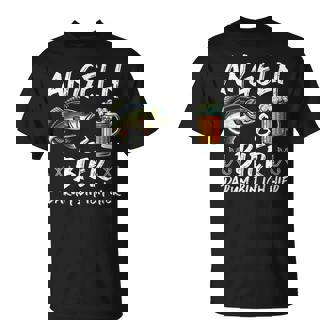 Angeln & Bier Darum Bin Ich Hier Angler Fischerverein T-Shirt - Seseable