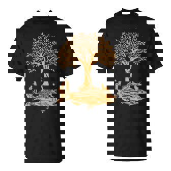 Arbre Ile Dessin Illustration Poisson Pêche Pêcheur Cadeau T-Shirt - Cadeauxyz