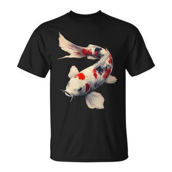 Arte Gráficoimplista Con Peces Koi Nadando Carpas Japonesas Blancas Camiseta unisex - Regaloses