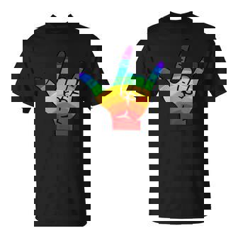 Asl I Love You Langue es Américaine Mainourd Rainbow Men T-Shirt - Cadeauxyz