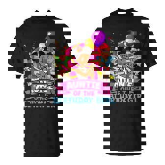 Auntie The Birthday Girl Party Pink Doll Family Decorations T-Shirt - Monsterry