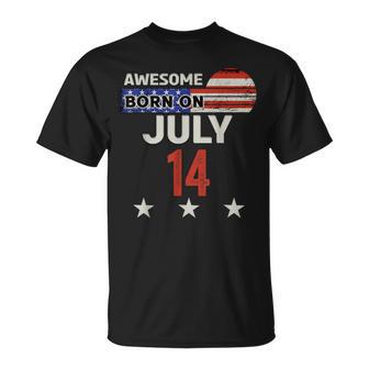Awesome 7月14日 ヴィンテージ アメリカ国旗 クラシック 7月14日 Tシャツ - Kawaiitshirt