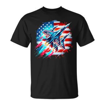 On Back Patriotic Usa Jets American Flag America 4Th Of July T-Shirt - Thegiftio UK