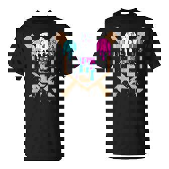 Baseball 5 Year Old Ice Cream Drip 5Th Birthday Boy Number 5 T-Shirt - Thegiftio