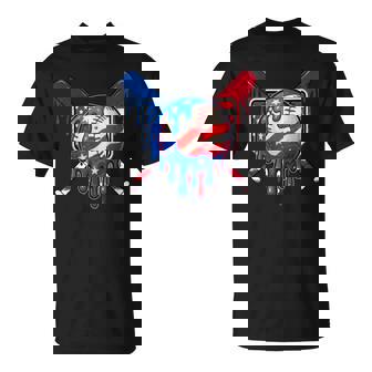 Baseball Drip Boys Dripping Ice Cream Baseball American Flag T-Shirt | Mazezy