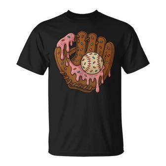 Baseball Drip For Boys Ice Cream Drip Baseball Glove T-Shirt - Monsterry