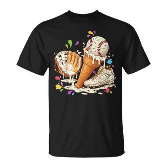 Baseball Drip Boys Ice Cream Sprinkle Drip Baseball Dripping T-Shirt - Thegiftio UK