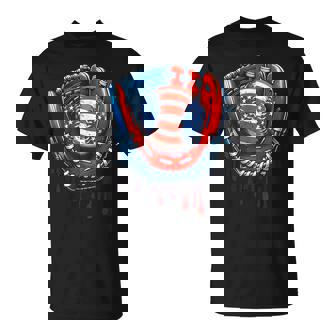 Baseball Drip Ice Cream Sprinkles 4Th Of July Baseball Glove T-Shirt - Monsterry