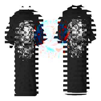 Baseball Drip Ice Cream Sprinkles Baseball Glove 4Th Of July T-Shirt - Monsterry