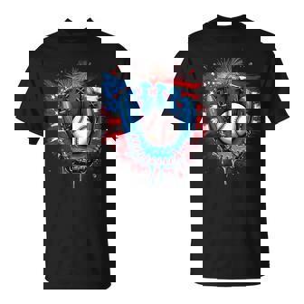 Baseball Glove Usa Flag Drip Style 4Th Of July Game Vibes T-Shirt - Monsterry