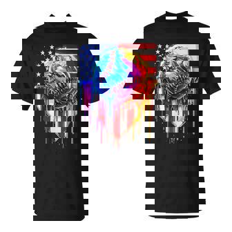 Baseball Ice Cream American Flag Drip T-Shirt | Mazezy